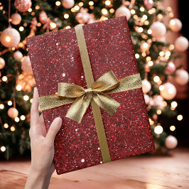 Papel De Regalo Red Glitter Sparkle Wrapping Paper