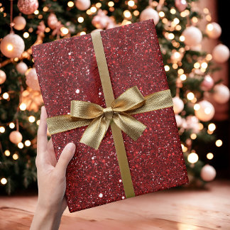 Papel De Regalo Red Glitter Sparkle Wrapping Paper