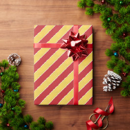 Papel De Regalo Red Gold Diagonal Stripes Faux Torn Navidades