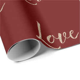 Papel De Regalo Red Gold Luxe Purpurina Love
