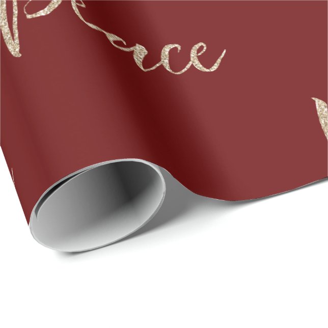 Papel De Regalo Red Gold Luxe Purpurina Paz (Esquina del rollo)