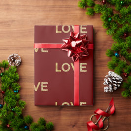 Papel De Regalo Red Gold Purpurina Love
