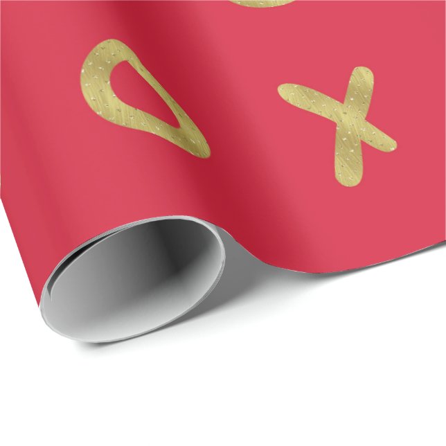 Papel De Regalo Red & Gold X O XO es la moda (Esquina del rollo)