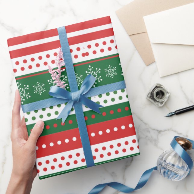 Papel De Regalo Red Green and Blue Festive Christmas Pattern (Regalar)