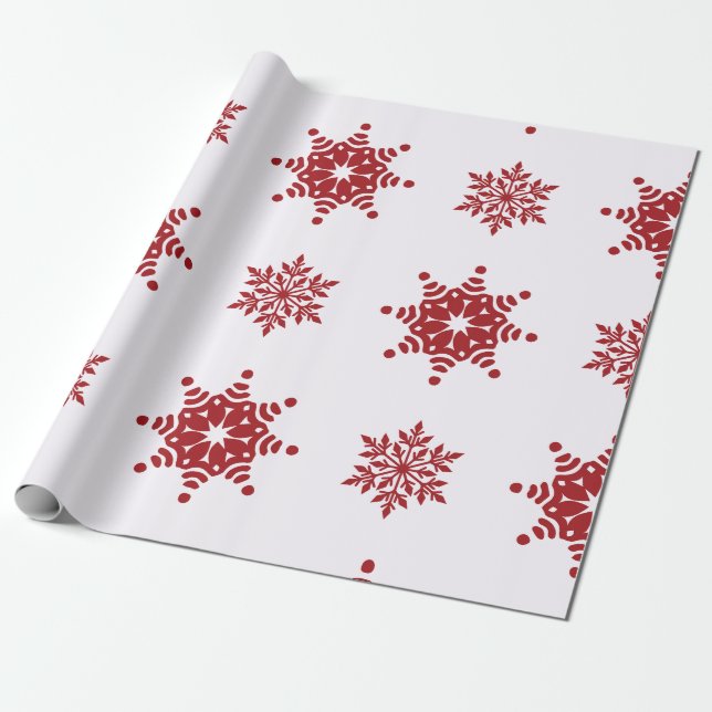 Papel De Regalo Red, Green, and White Snowflake Lane Christmas Wra (Desenrollado)