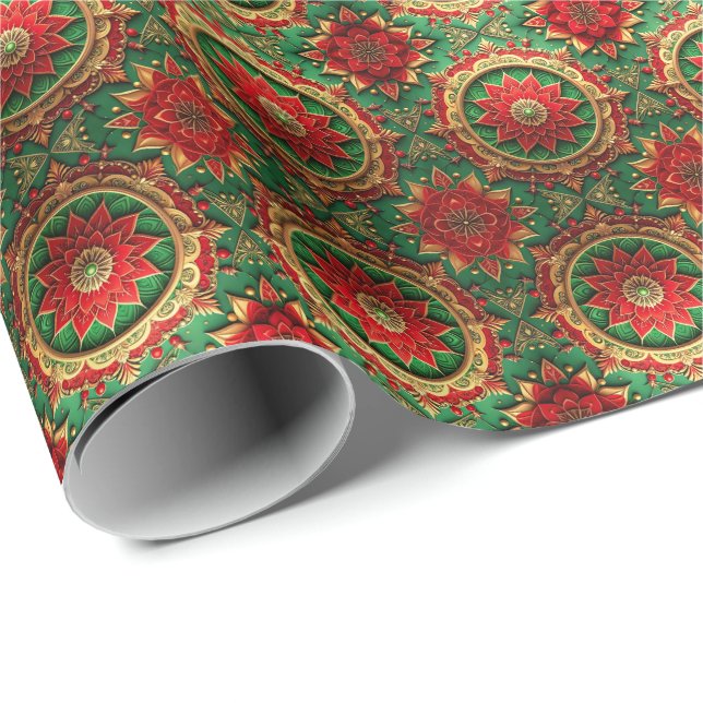 Papel De Regalo Red Green Decorative Holiday Wrapping Paper (Esquina del rollo)