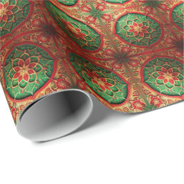Papel De Regalo Red Green Decorative Holiday Wrapping Paper