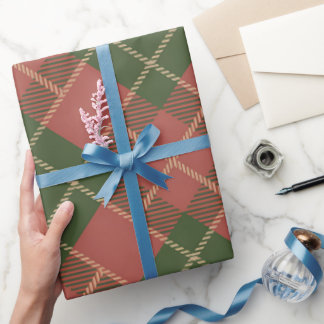 Papel De Regalo Red Green Plaid Pattern Wrapping Paper