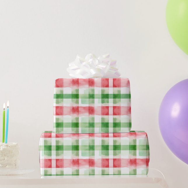 Papel De Regalo Red Green White Stripes Birthday (Regalos de fiesta)