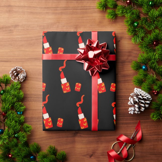 Papel De Regalo Red Heart Lipstick Pop Art Design (Regalo de vacaciones)