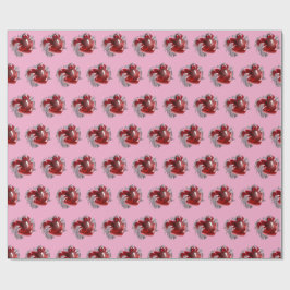 Papel De Regalo Red heart on pink background Wrapping Paper love