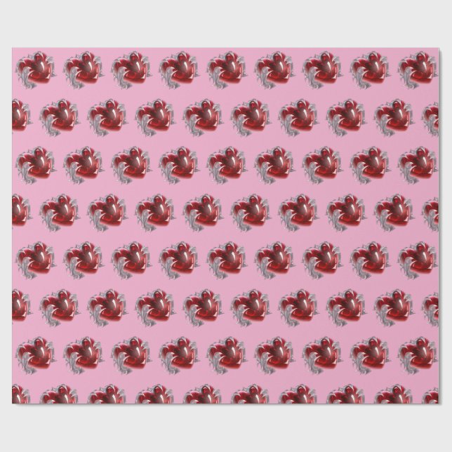 Papel De Regalo Red heart on pink background Wrapping Paper love (Superficie plana)