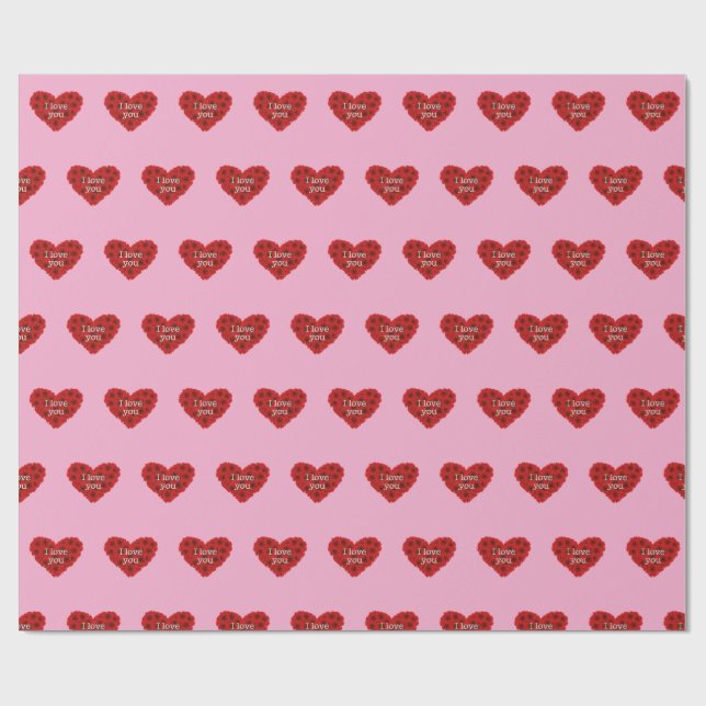 Papel De Regalo Red heart on pink background Wrapping Paper love (Superficie plana)