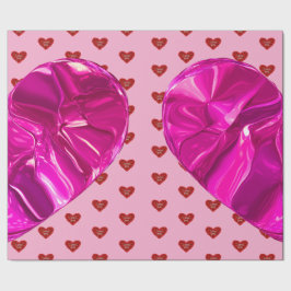 Papel De Regalo Red heart on pink background Wrapping Paper love