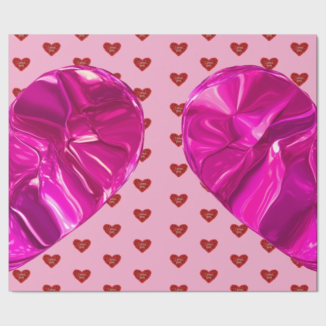 Papel De Regalo Red heart on pink background Wrapping Paper love (Costura)