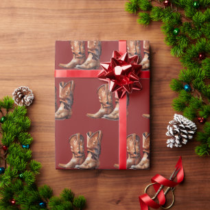 Papel De Regalo Red Howdy Cowboy Western Boots