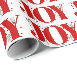 Papel De Regalo Red JOY Merry Navidad
