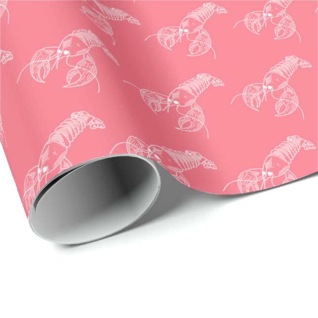 Papel De Regalo Red Lobster Seafood Maine Preppy Beach (Esquina del rollo)