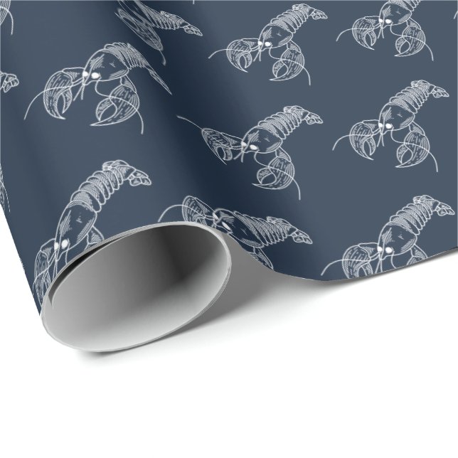 Papel De Regalo Red Lobster Seafood Maine Preppy Beach (Esquina del rollo)