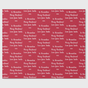 Papel De Regalo Red Merry Christmas Nombre Personalizado De Santa
