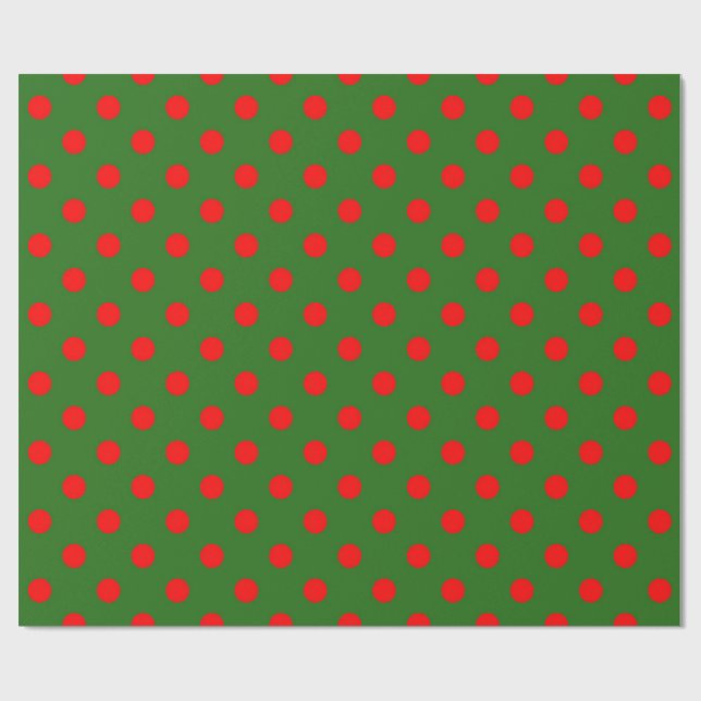 Papel De Regalo Red On Green Polka Dots Pattern Design  (Superficie plana)