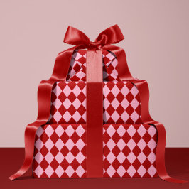 Papel De Regalo Red & Pink Argyle Christmas Wrapping Paper