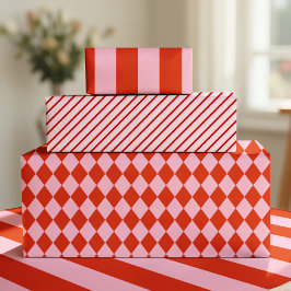 Papel De Regalo Red Pink Argyle Wrapping Paper