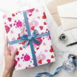 Papel De Regalo Red pink gnome shaped Gift Wrapping paper<br><div class="desc">pink red white birthday, valentine's Day gift wrapping paper</div>