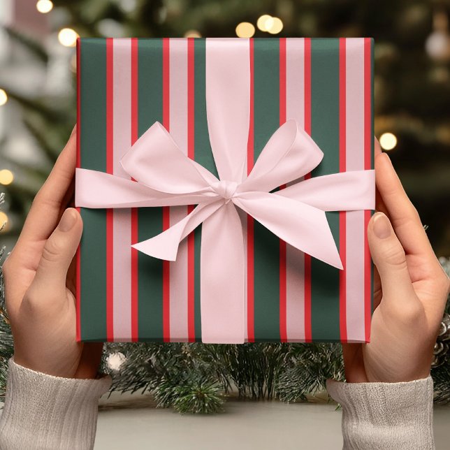 Papel De Regalo Red, Pink & Green Stripe (Subido por el creador)