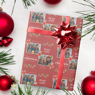 Papel De Regalo Red Poinsettia Christmas Photo Holiday