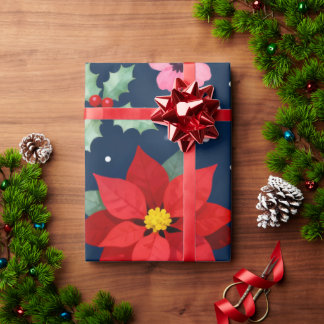 Papel De Regalo Red Poinsettia Holidays