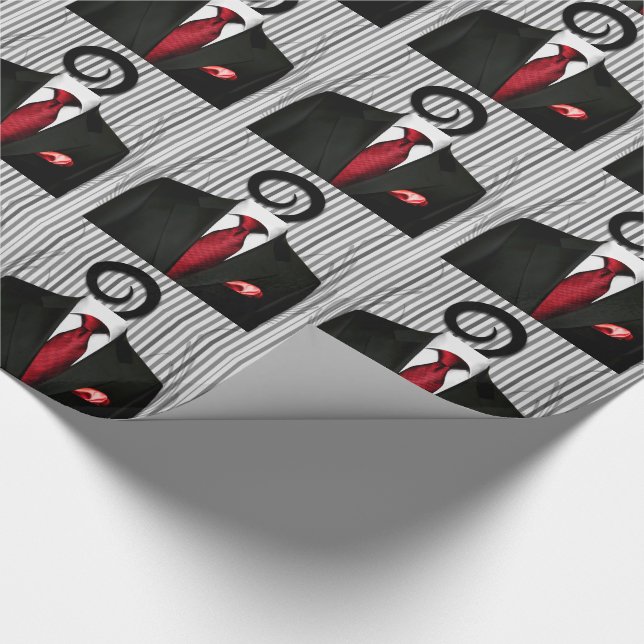 Papel De Regalo Red Tie Black Boda Tux para Groomsman (Esquina)