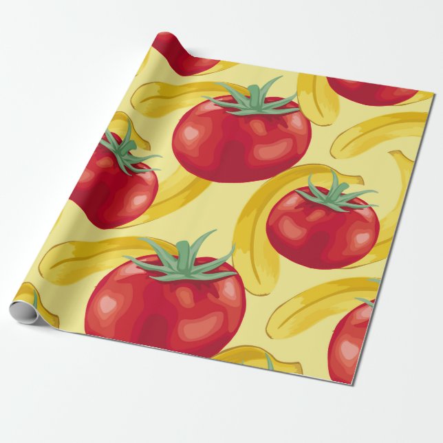 Papel De Regalo Red tomato and fruits seamless pattern designabstr (Desenrollado)