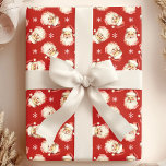 Papel De Regalo Red Vintage Santa Claus Face Watercolor<br><div class="desc">Envuelve tus regalos con alegría festiva con nuestro Papel de envolver color rojo de color rojo de Santa Claus Face! Este encantador diseño presenta ilustraciones de acuarela nostálgicos con rostros de Santa Claus, ambientados con un fondo vibrante, adornados con delicados copos de nieve. Perfecto para añadir un toque de encanto...</div>