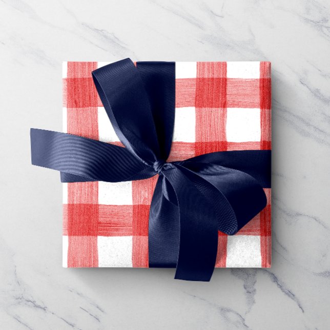 Papel De Regalo Red Watercolor Gingham Wrapping Paper (Subido por el creador)