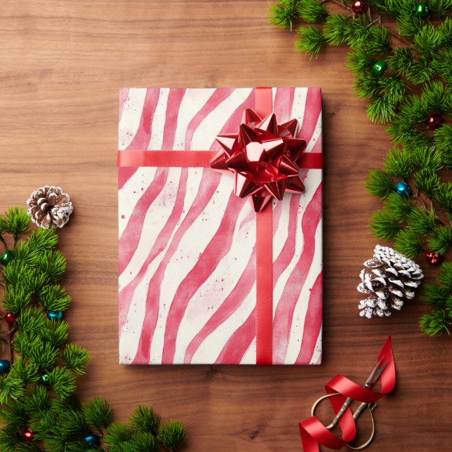 Papel De Regalo Red White Candy Cane Stripes Christmas (Regalo de vacaciones)
