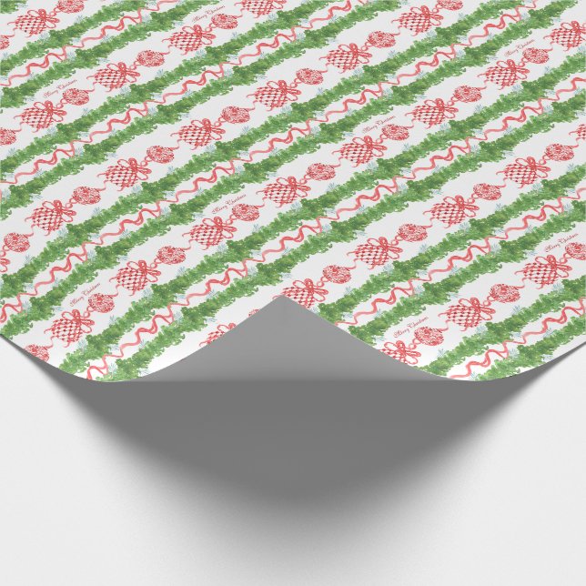 Papel De Regalo Red & White Chinoiserie Garland Grandmillennial (Esquina)