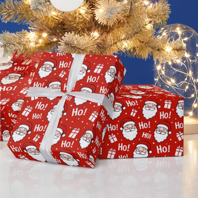 Papel De Regalo Red & White Christmas Santa Claus Pattern (Vacaciones)