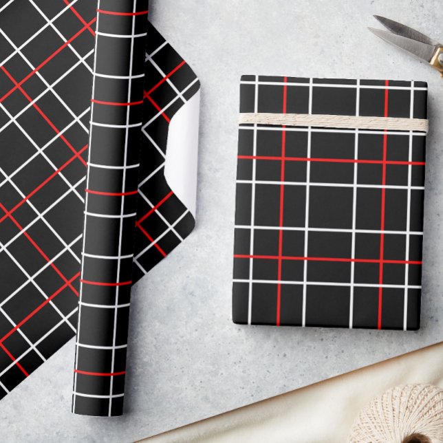 Papel De Regalo Red White Graphical Lines Black Plaid Design  (Subido por el creador)