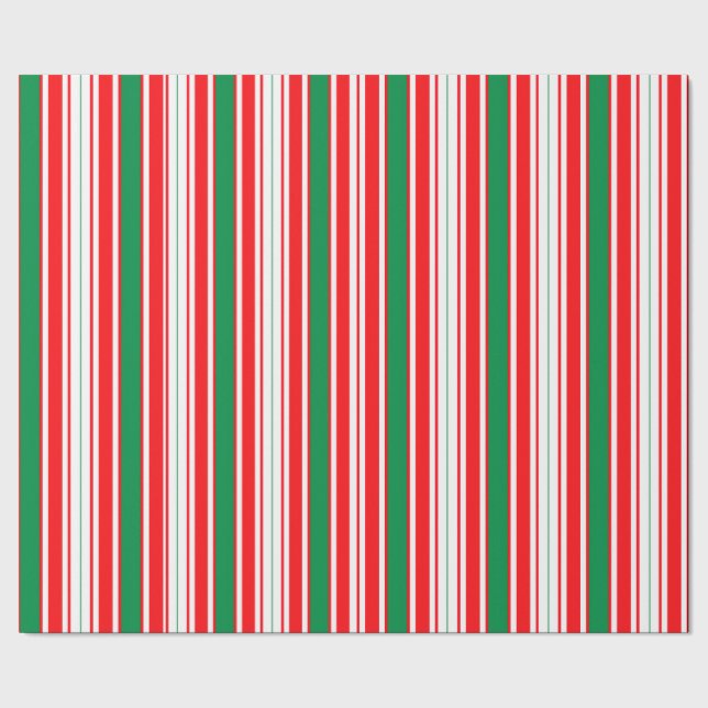 Papel De Regalo Red White & Green Striped Christmas Wrapping Paper (Costura)