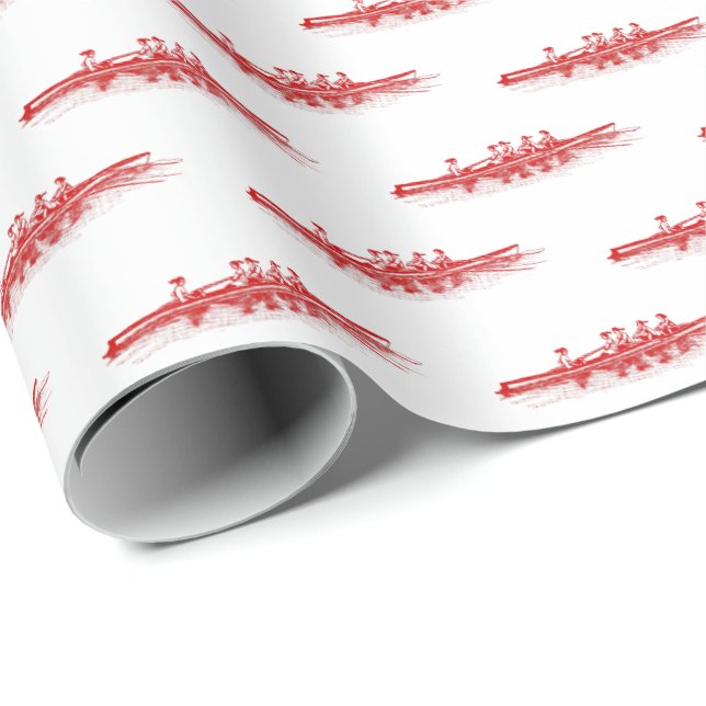 Papel De Regalo Red White Women Rowing Rowers Equipo deportivo (Esquina del rollo)