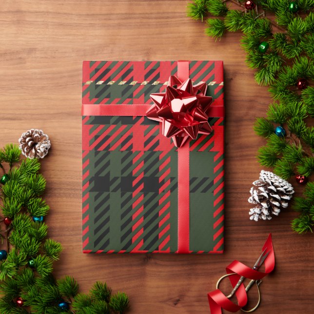 Papel De Regalo Red y Green Plaid (Regalo de vacaciones)