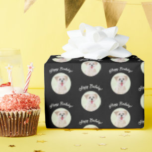 Papel de Regalo Redondo con Imágenes de Morkie Neg