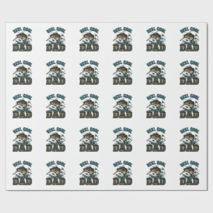 Papel De Regalo Reel Cool Dad Pesca de Lubina Diseño Vector Vintag