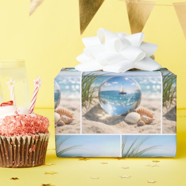 Papel De Regalo Reflejo de Velero en Esfera de Vidrio (Fiesta de cumpleaños )