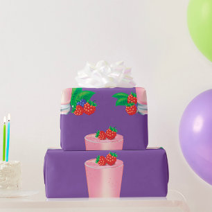 Papel De Regalo Refrescante Berry Smoothie Bebida Rosa
