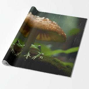 Papel De Regalo Refugio en el Día de las Lluvias: Ranas refugiándo