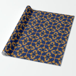 Papel De Regalo Regal Blue and Gold Motif Escudo Heraldry