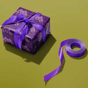 Papel De Regalo Regal Purple y Gold Merry Christmas Luxury