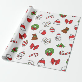 Papel De Regalo Regalo adorable patrón navideño Kawaii